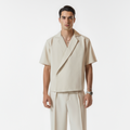 Boxy Double Breasted Shirt - Light Beige