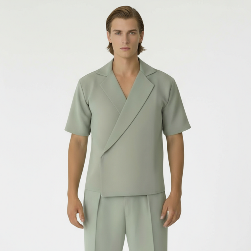 Boxy Double Breasted Shirt - Mint Green