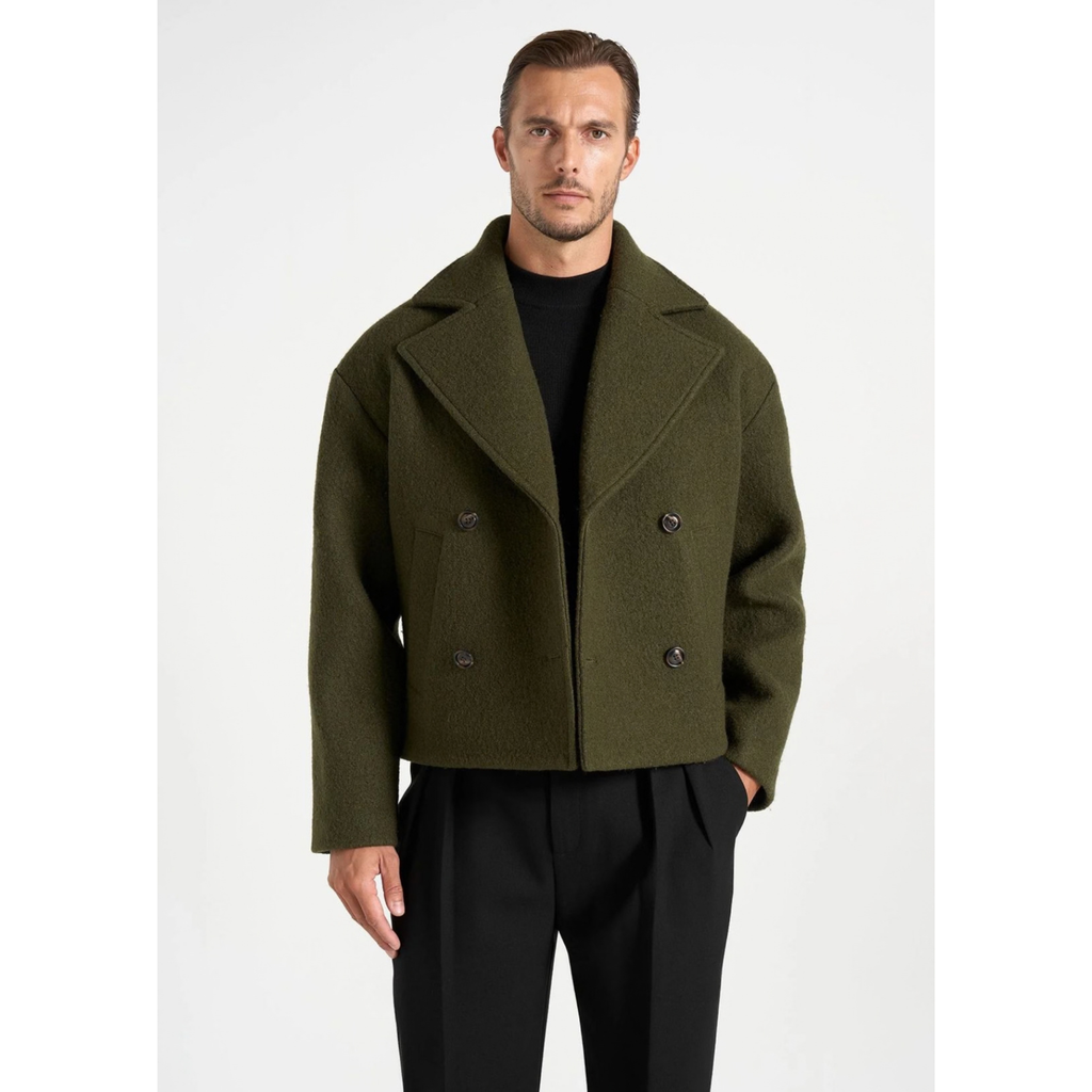 Wool Boxy jacket in olive (Unisex) – ALBER