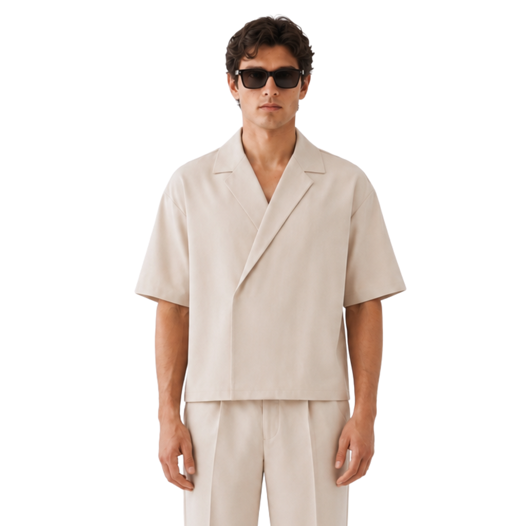 Boxy Double Breasted Shirt - Cream