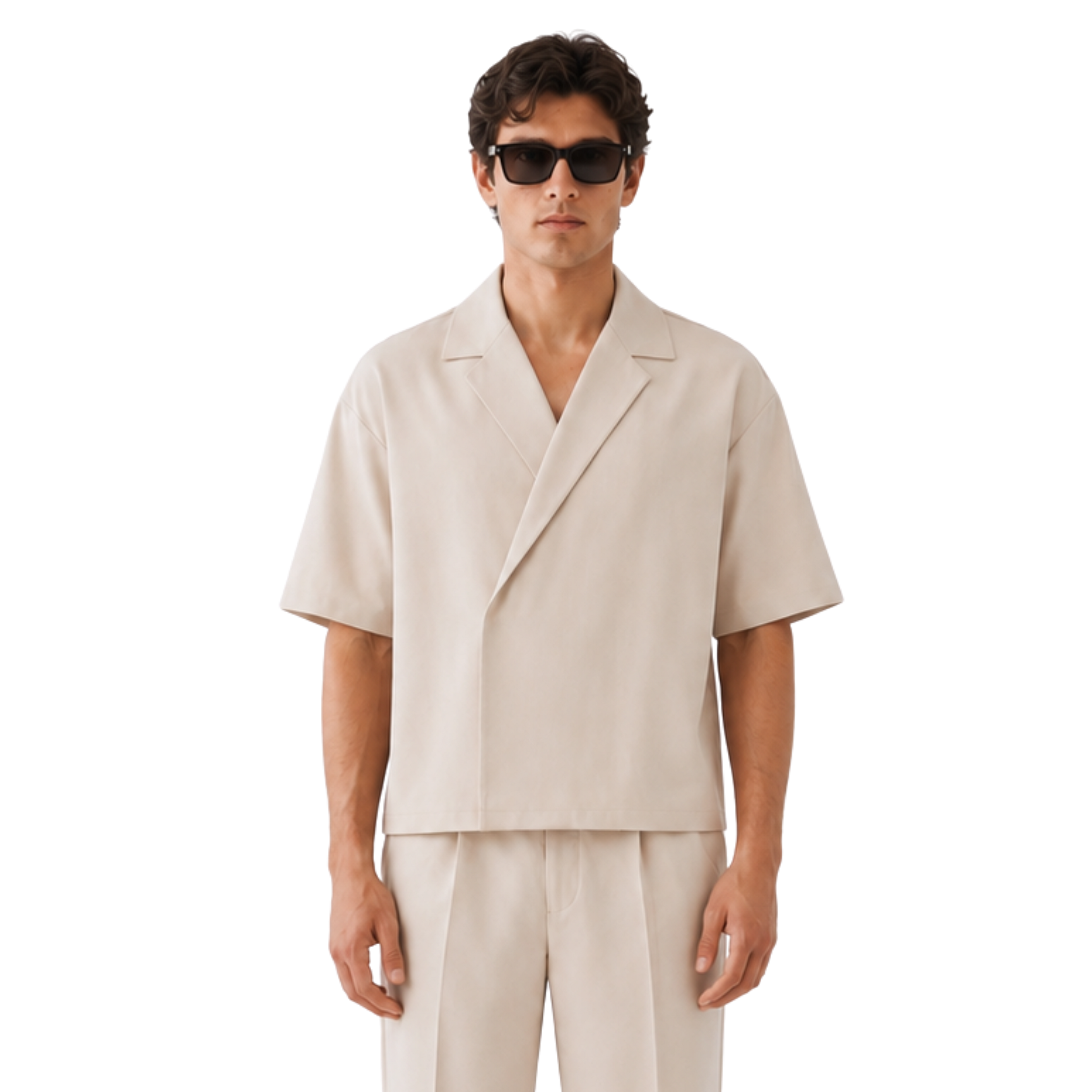 Boxy Double Breasted Shirt - Cream