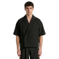 Boxy Double Breasted Shirt - Black