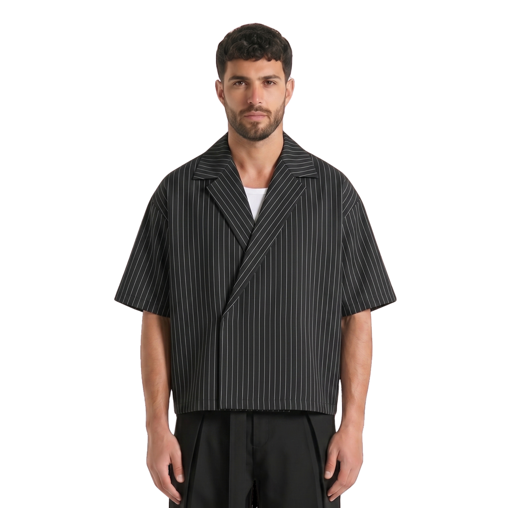 Stripes Wrap Shirt In Black
