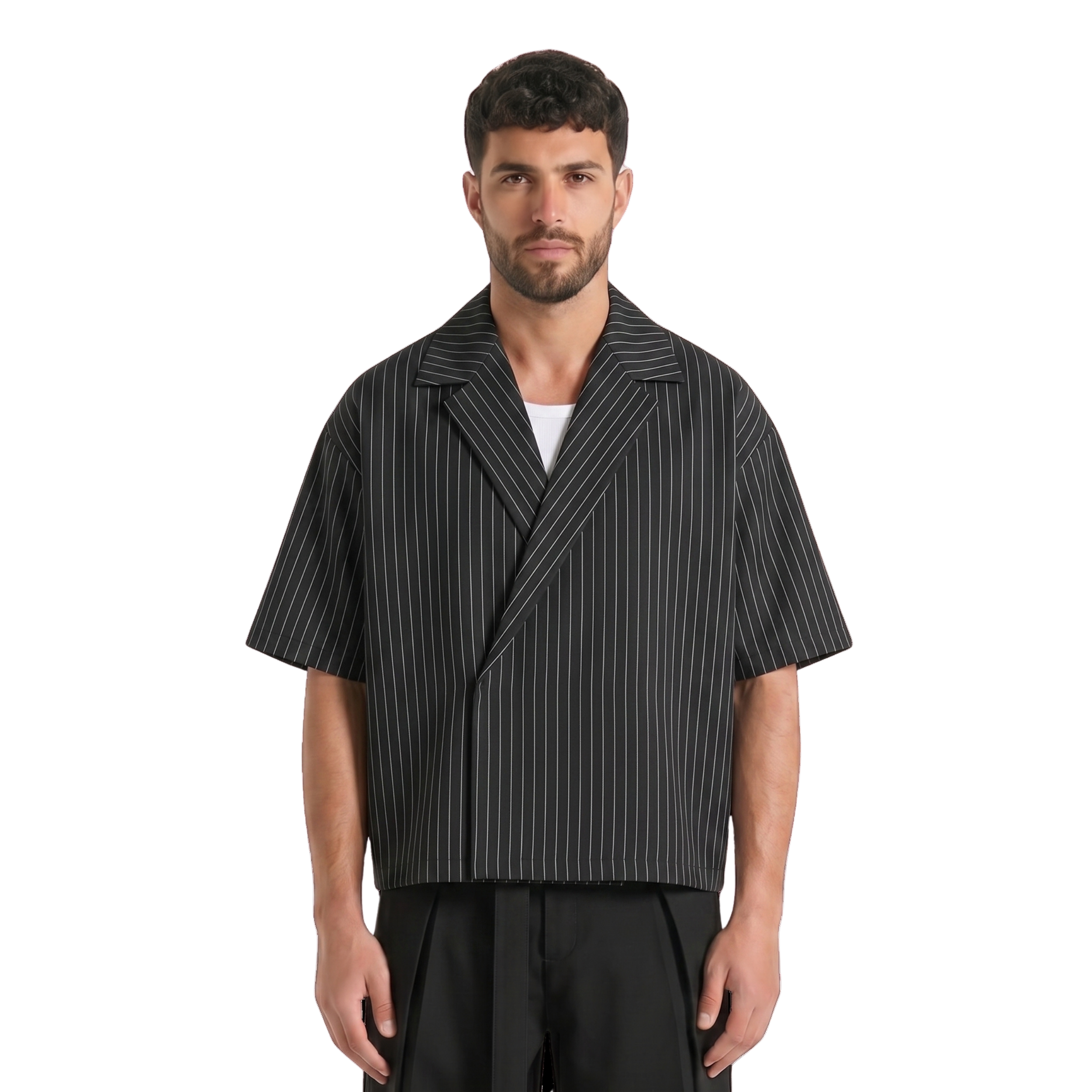Stripes Wrap Shirt In Black