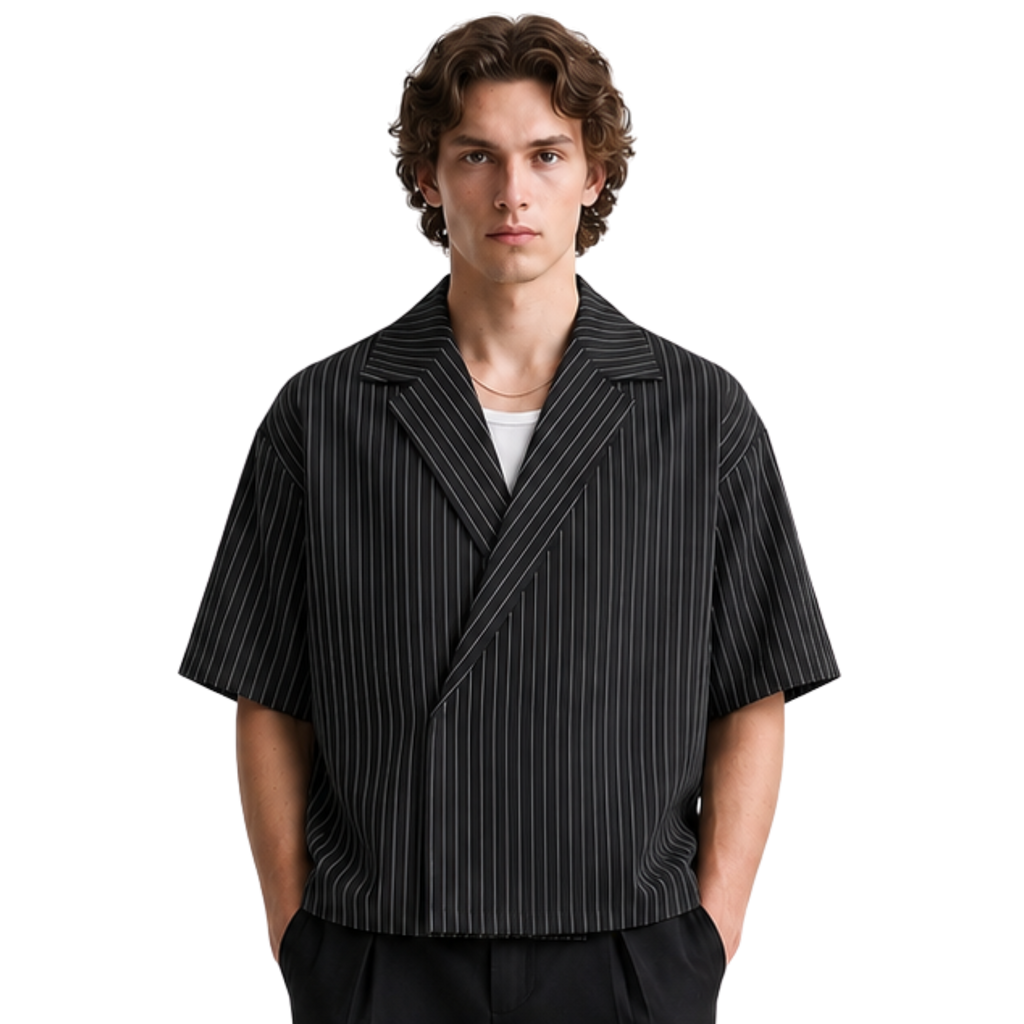 Stripes Wrap Shirt In Black
