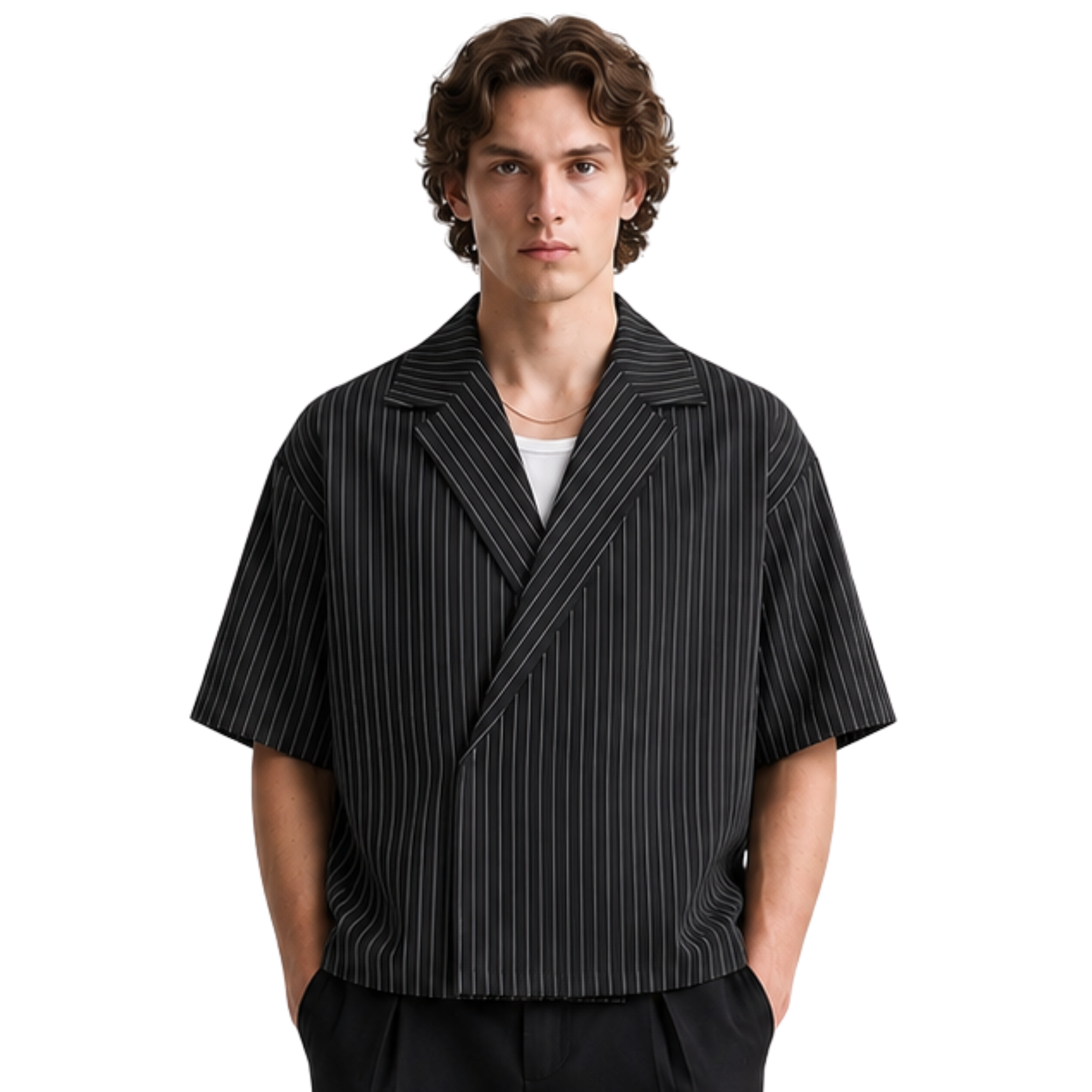 Stripes Wrap Shirt In Black