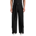 Black Belted Wide Pleated Trousers