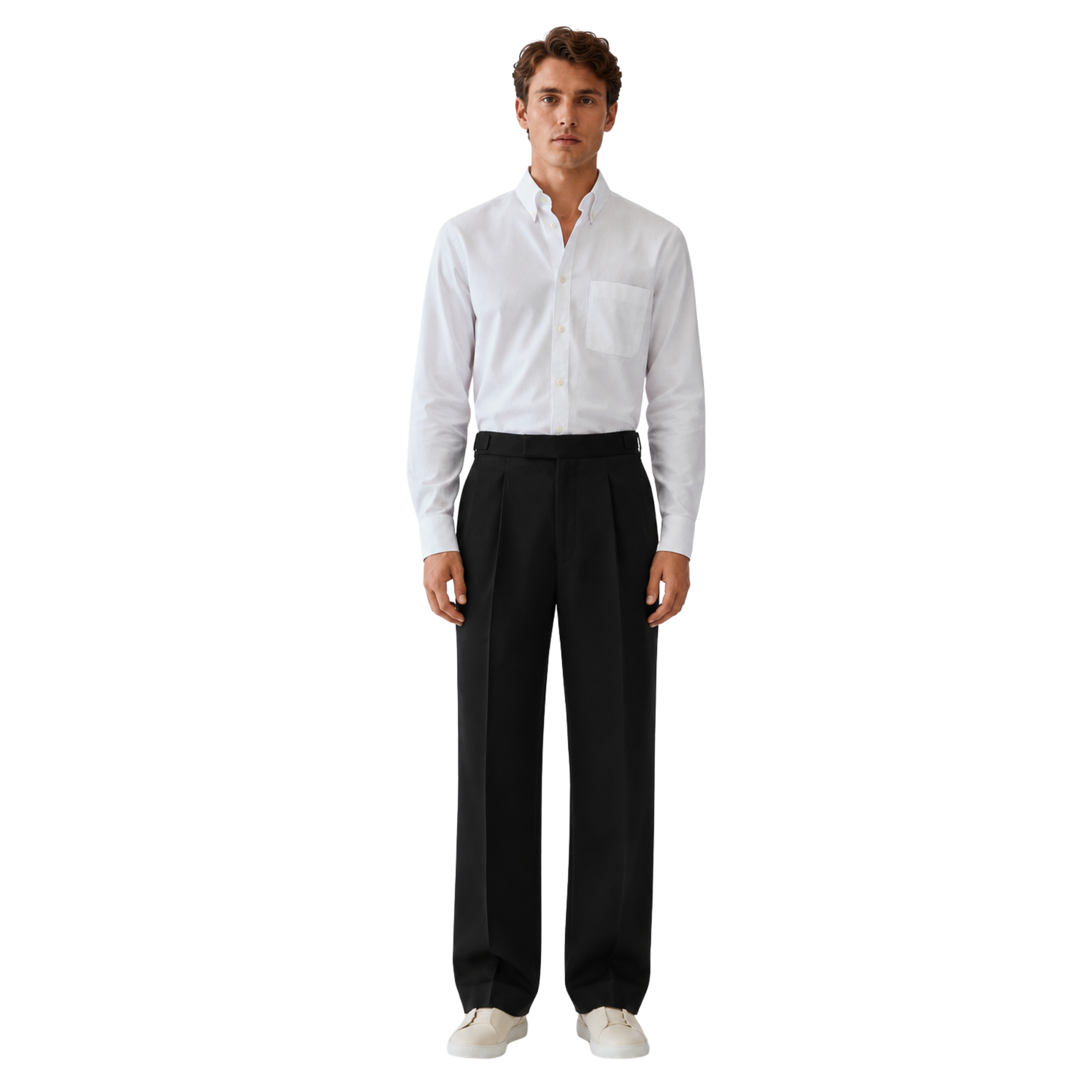 Relaxed Fit Pleated Tailored Trousers - Black