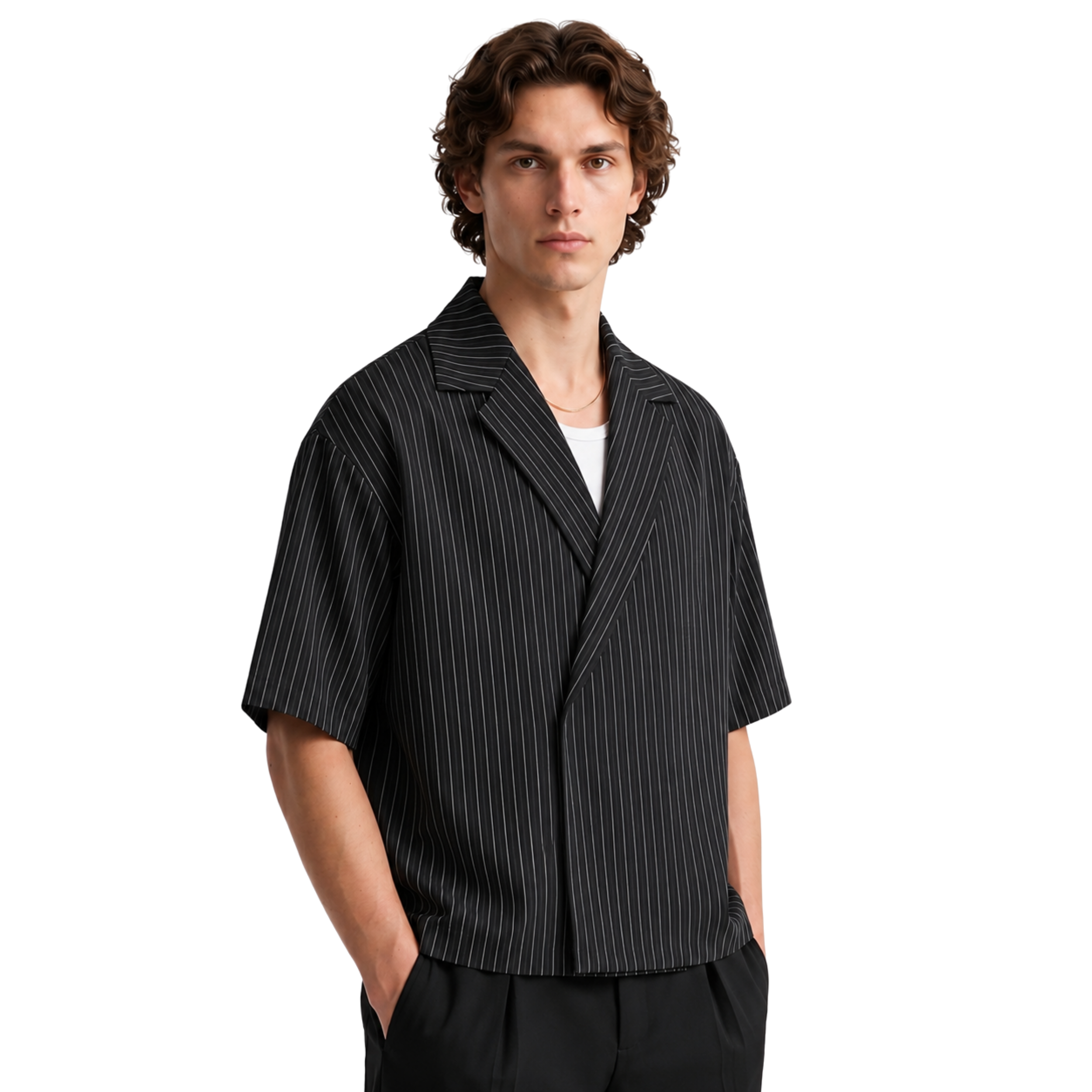 Stripes Wrap Shirt In Black