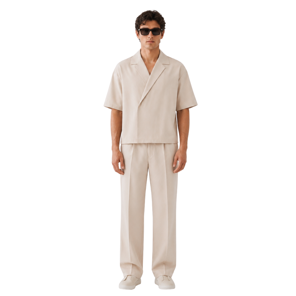Boxy Double Breasted Shirt - Cream