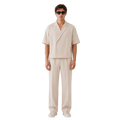 Boxy Short Sleeves Double Breasted Suit in cream