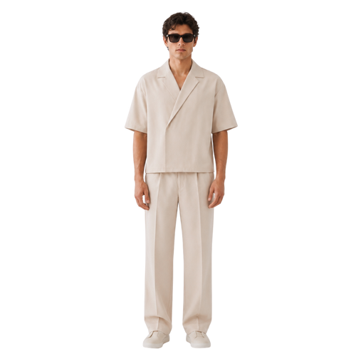 Boxy Double Breasted Shirt - Cream