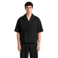 Boxy Double Breasted Shirt - Black