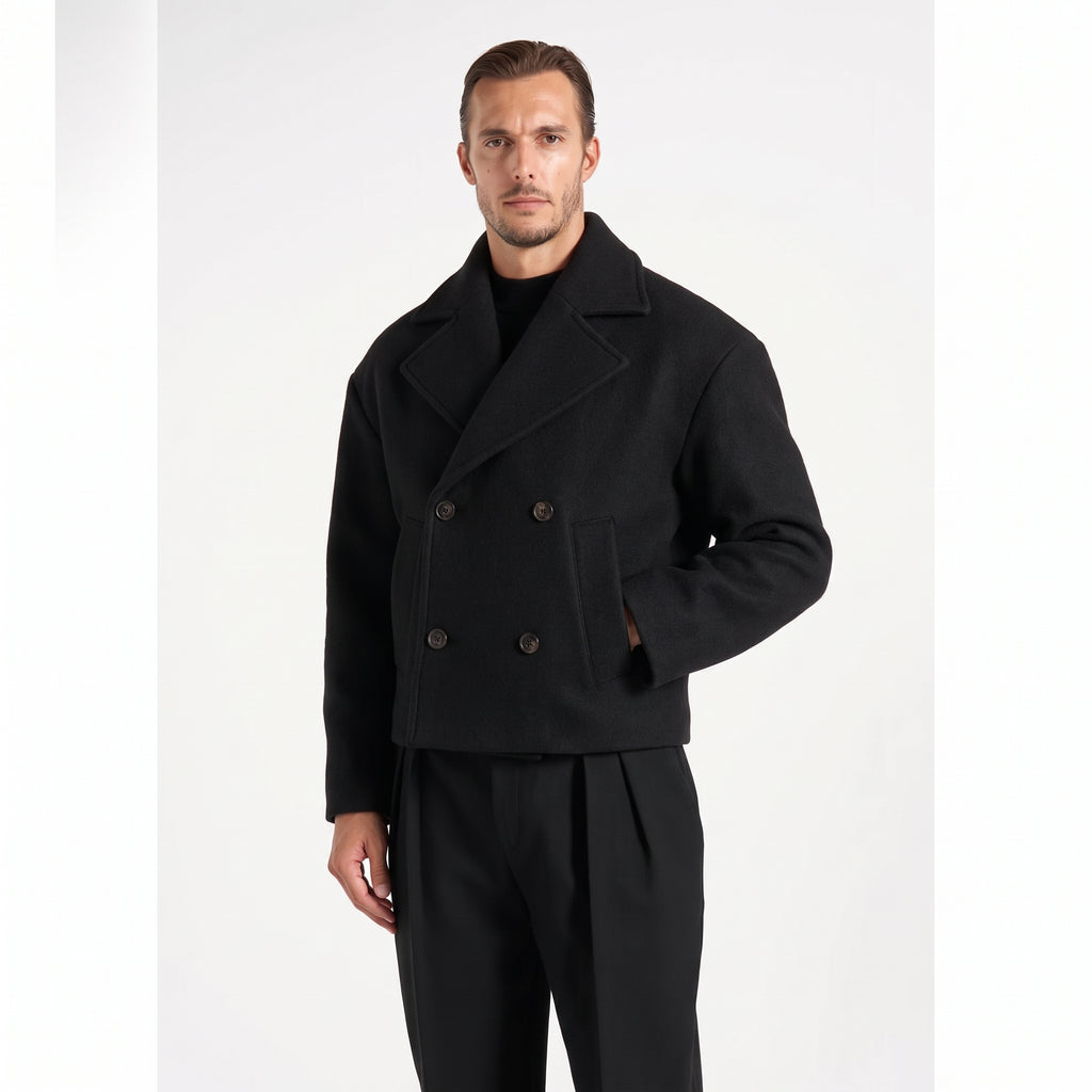 Wool Boxy jacket in black (Unisex) – ALBER