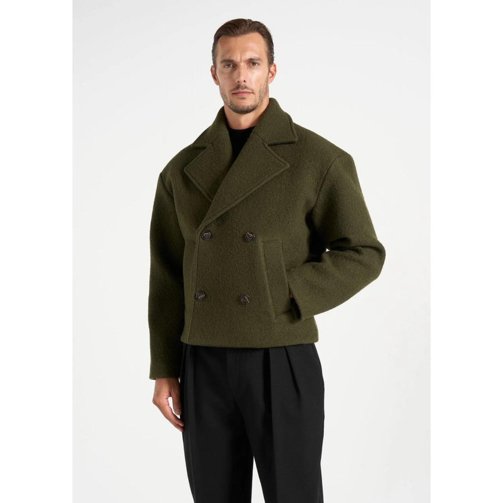 Wool Boxy jacket in olive (Unisex) – ALBER