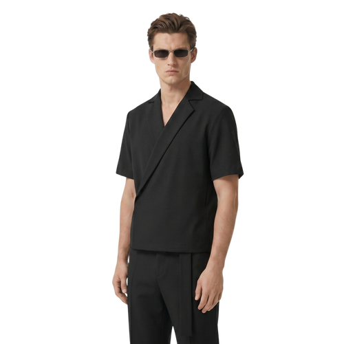 Boxy Double Breasted Shirt - Black
