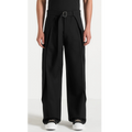 Black Belted Wide Pleated Trousers