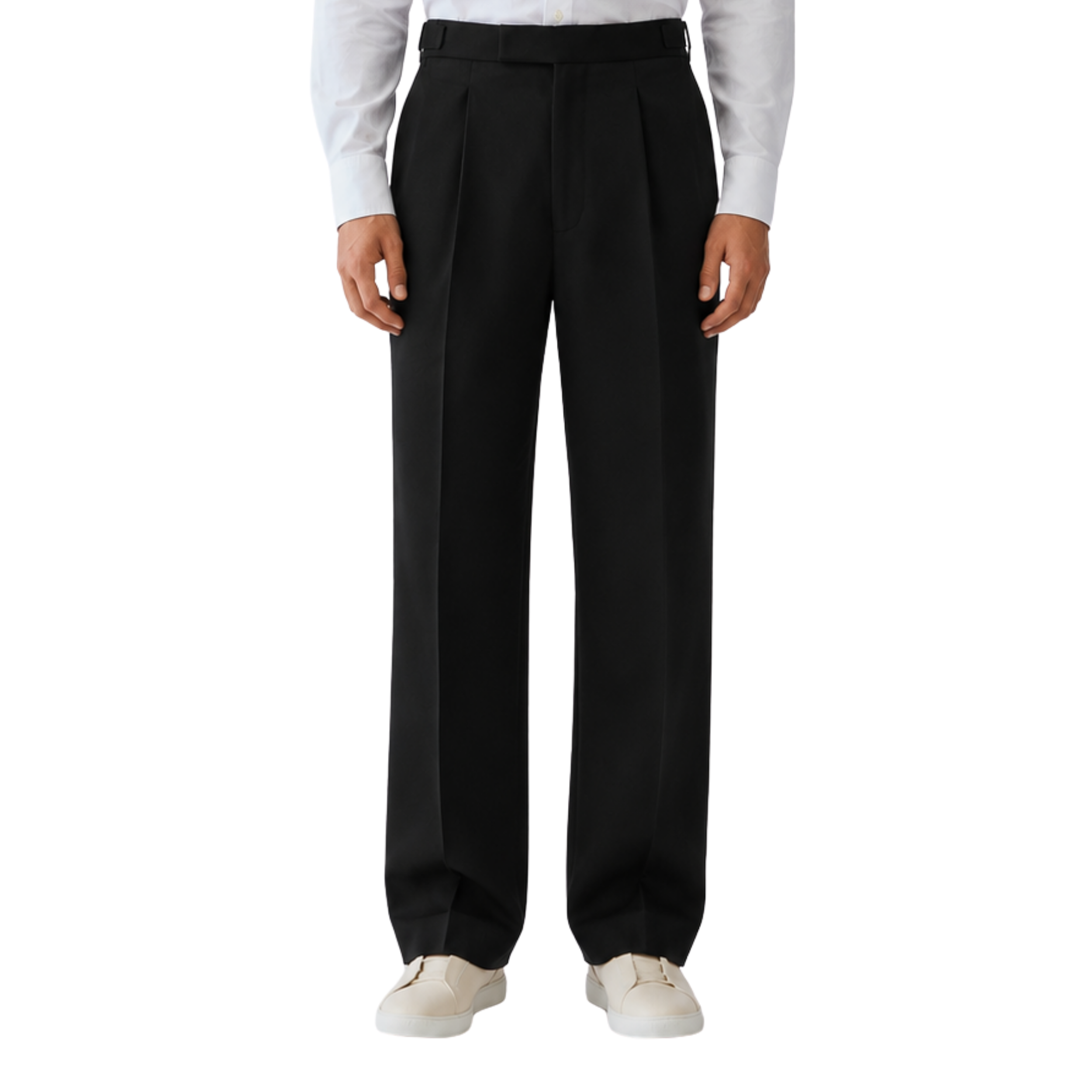Relaxed Fit Pleated Tailored Trousers - Black