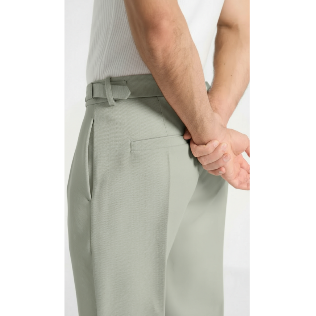 Relaxed Fit Pleated Tailored Trousers - Mint Green