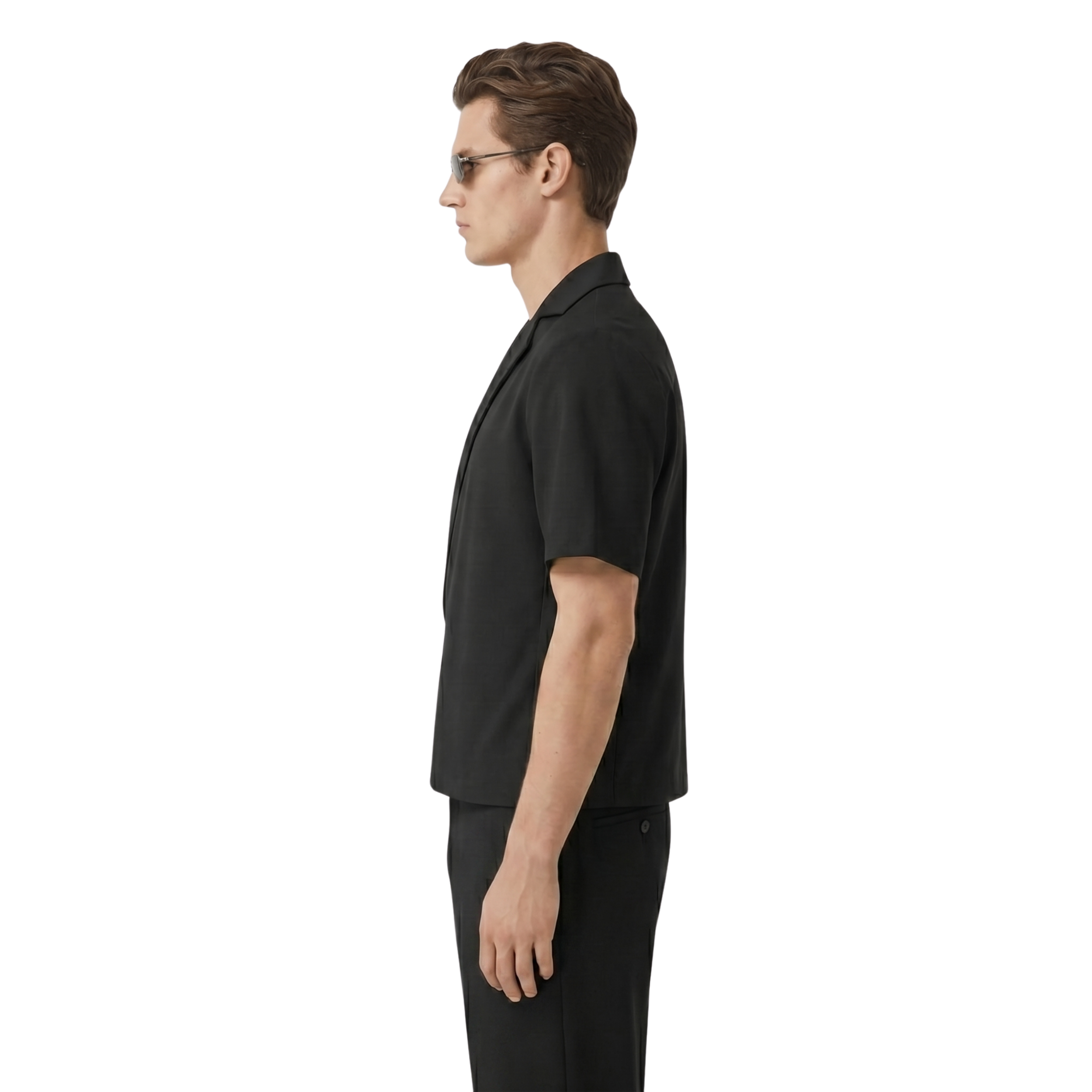 Boxy Double Breasted Shirt - Black