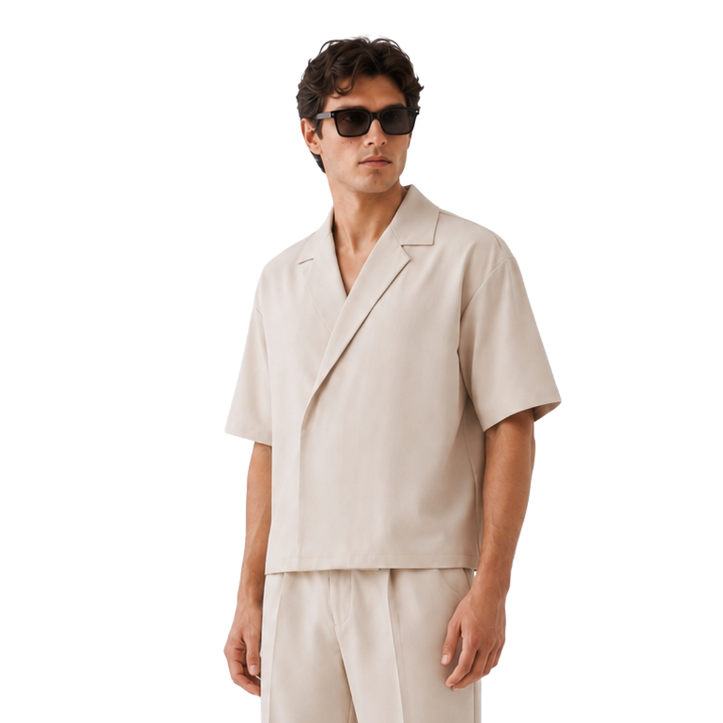Boxy Double Breasted Shirt - Cream