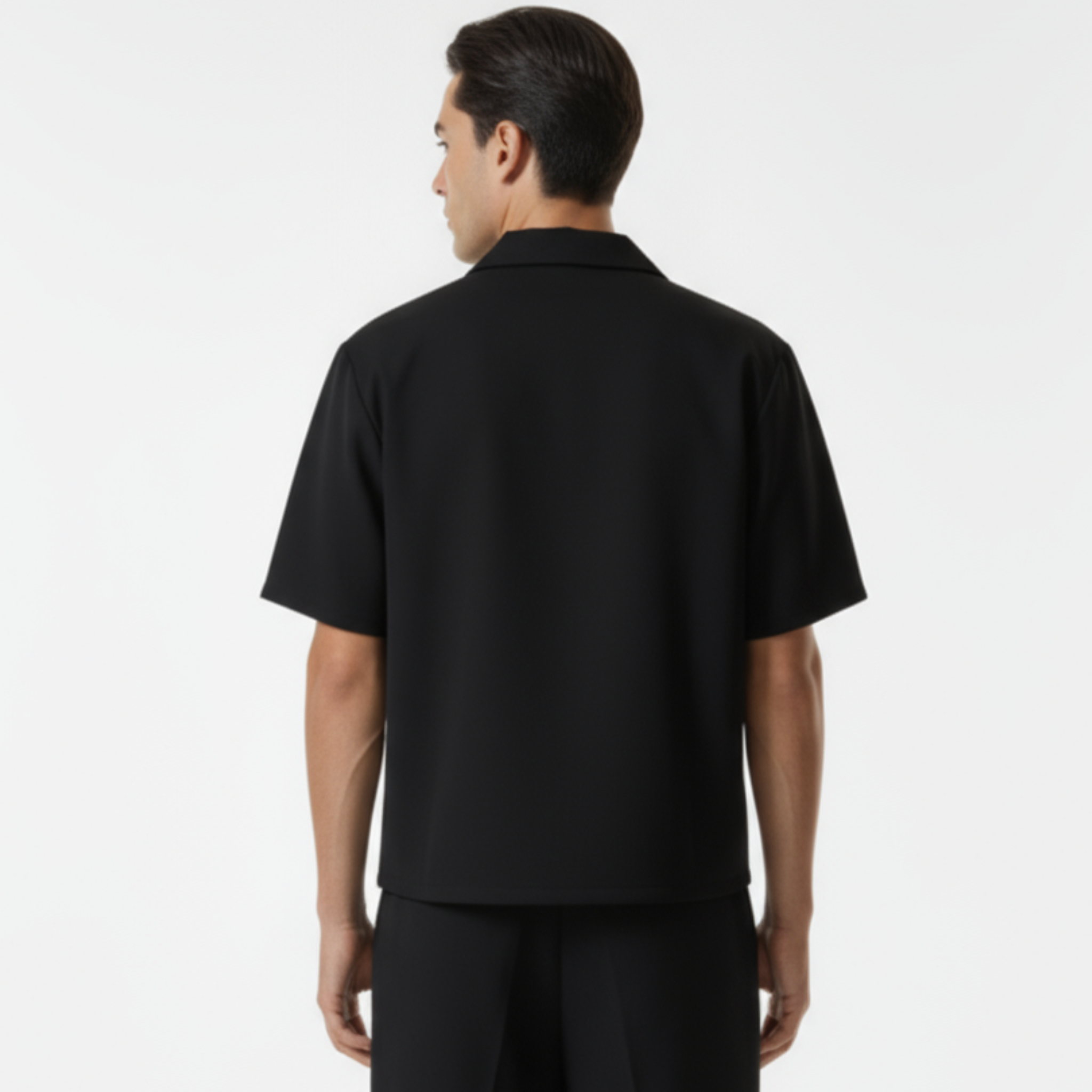 Boxy Double Breasted Shirt - Black