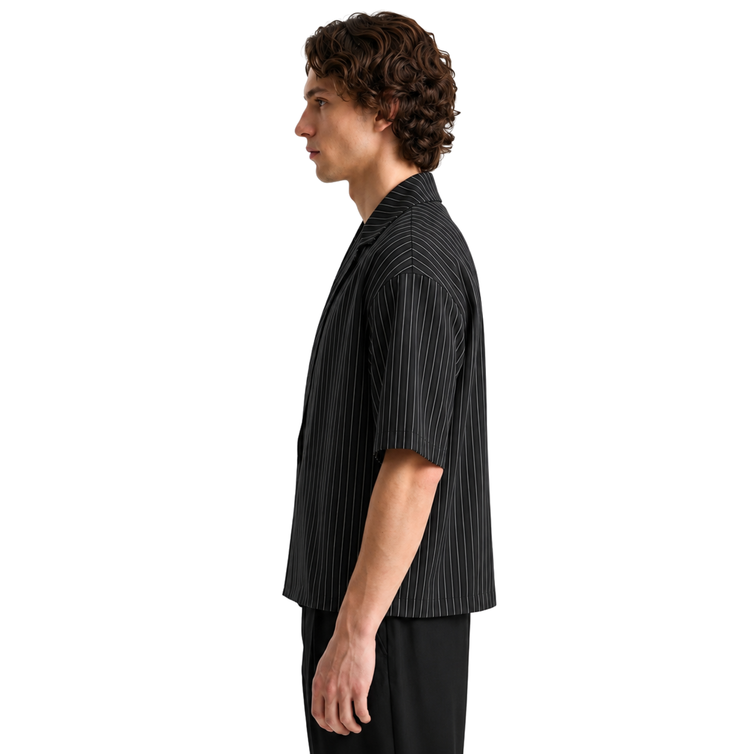 Stripes Wrap Shirt In Black