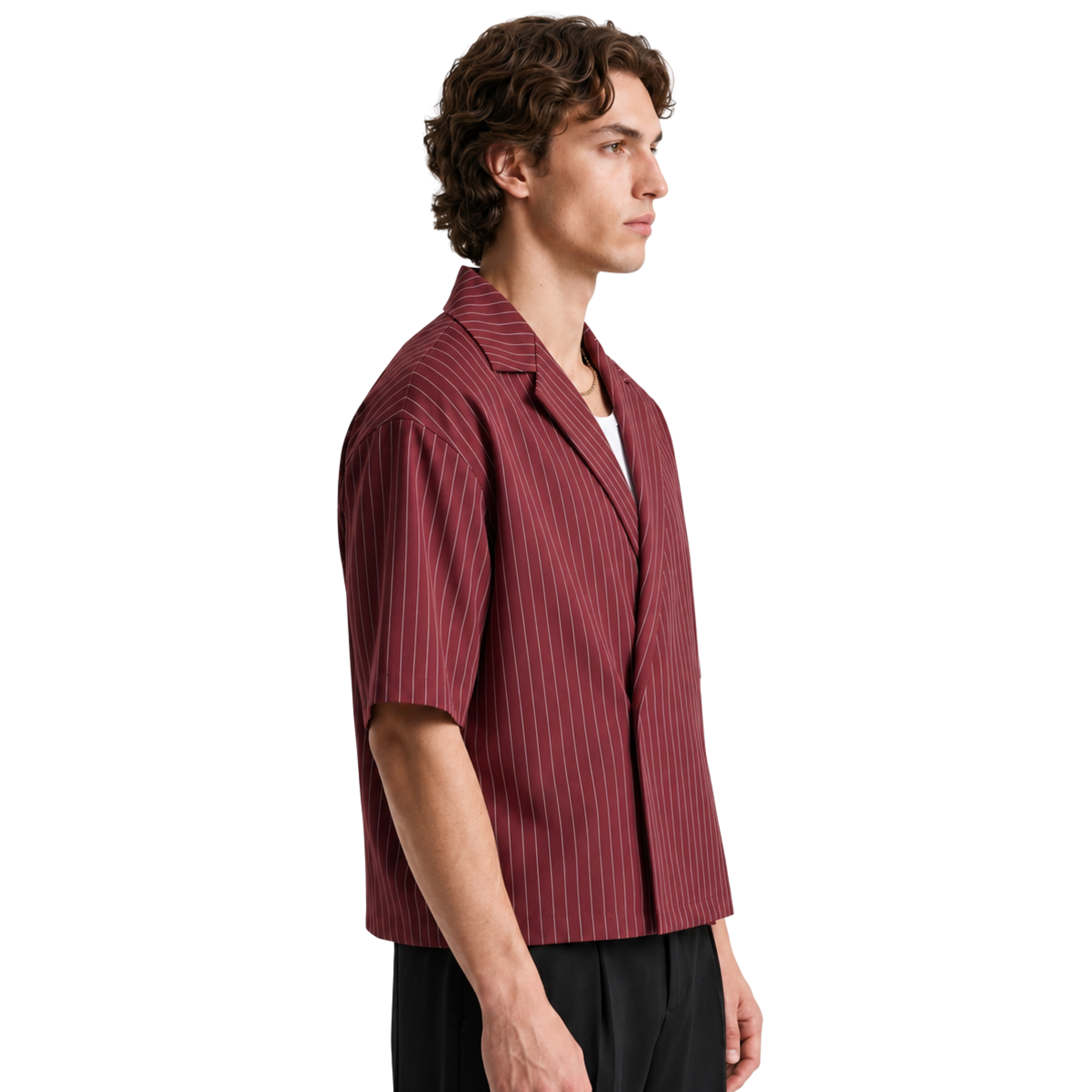Stripes Wrap Shirt In Burgundy