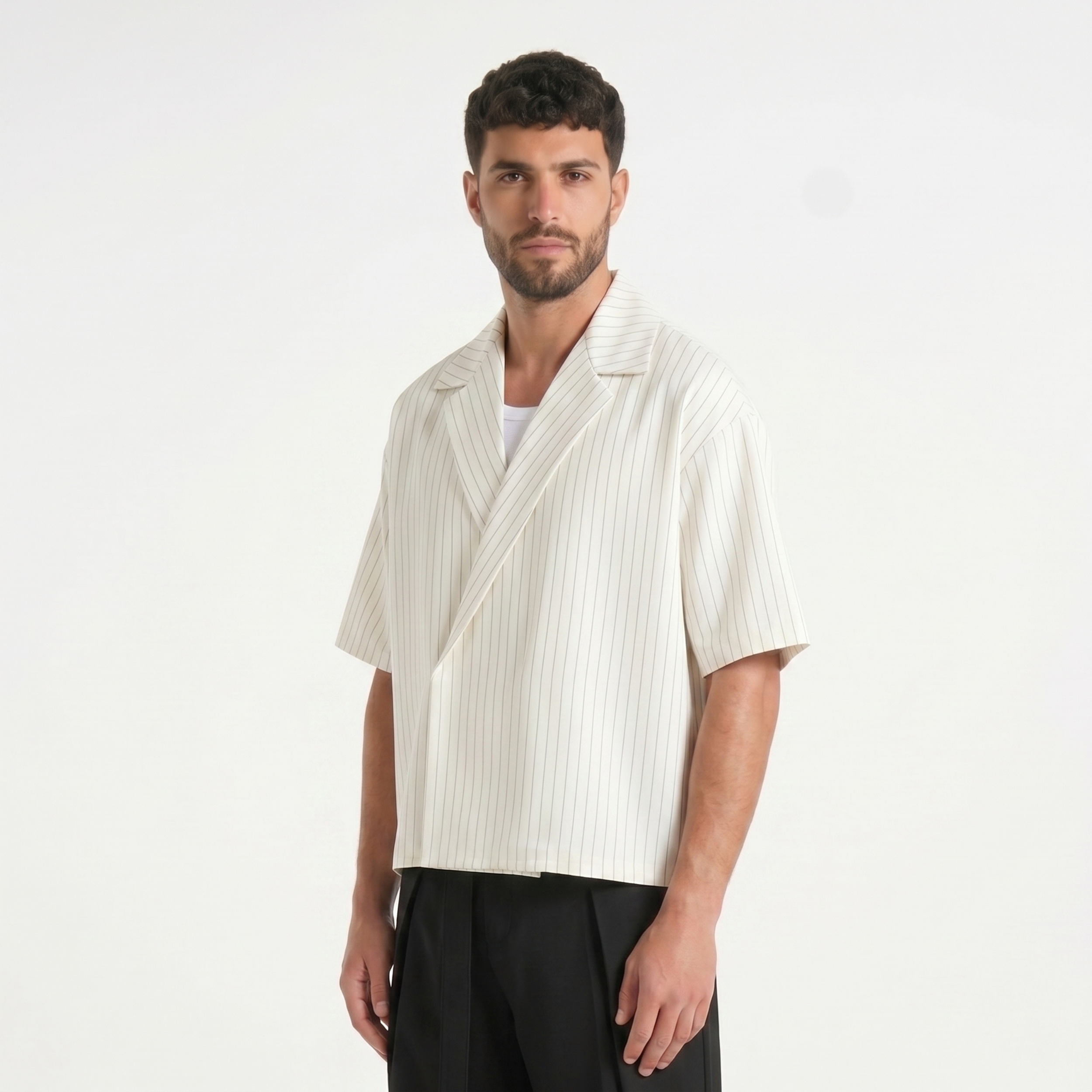 Stripes Wrap Shirt In White