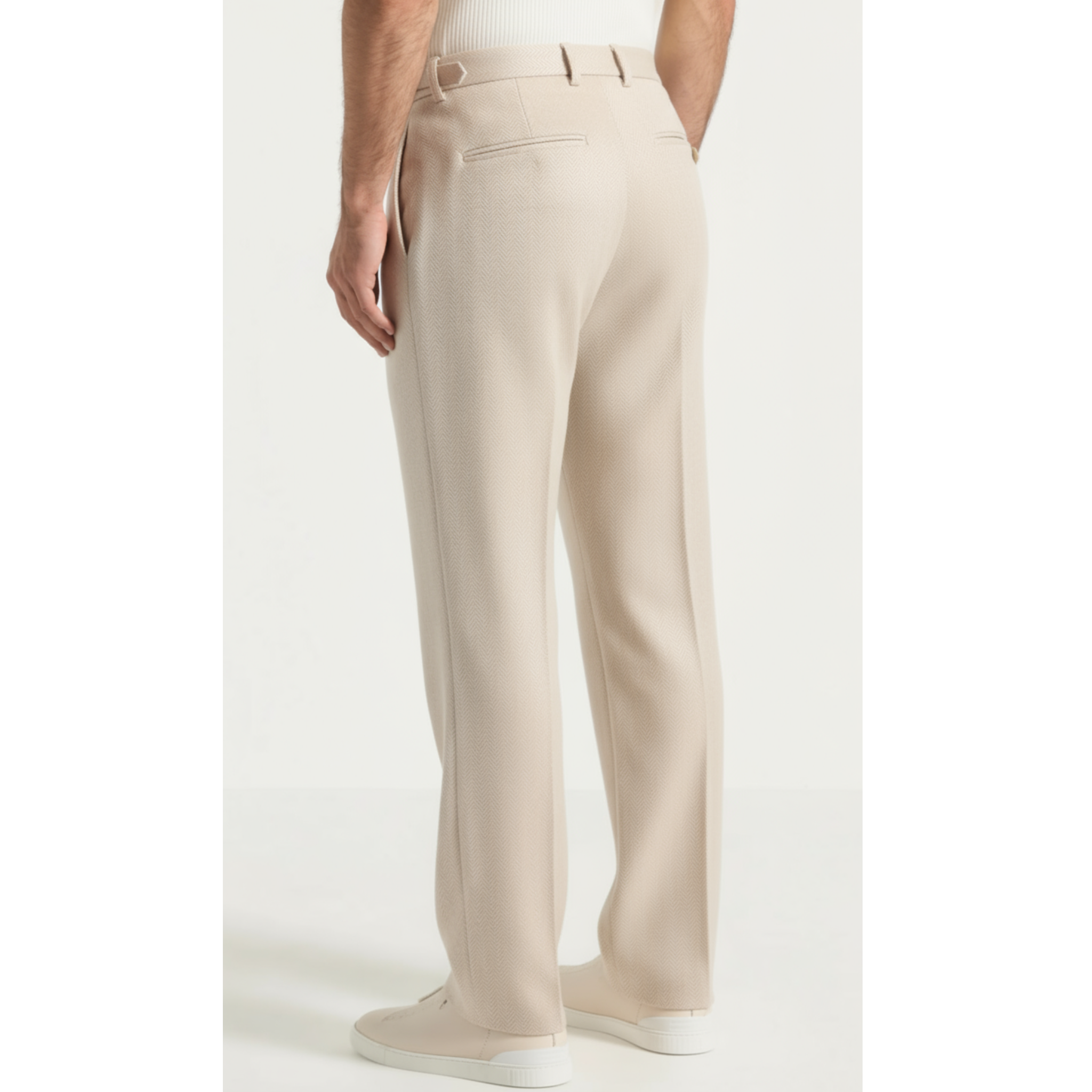 Relaxed Fit Pleated Tailored Trousers - Light Beige