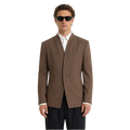 Collarless Blazer In Brown