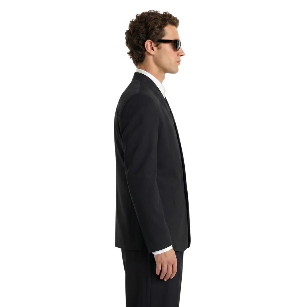 Collarless Blazer In Black