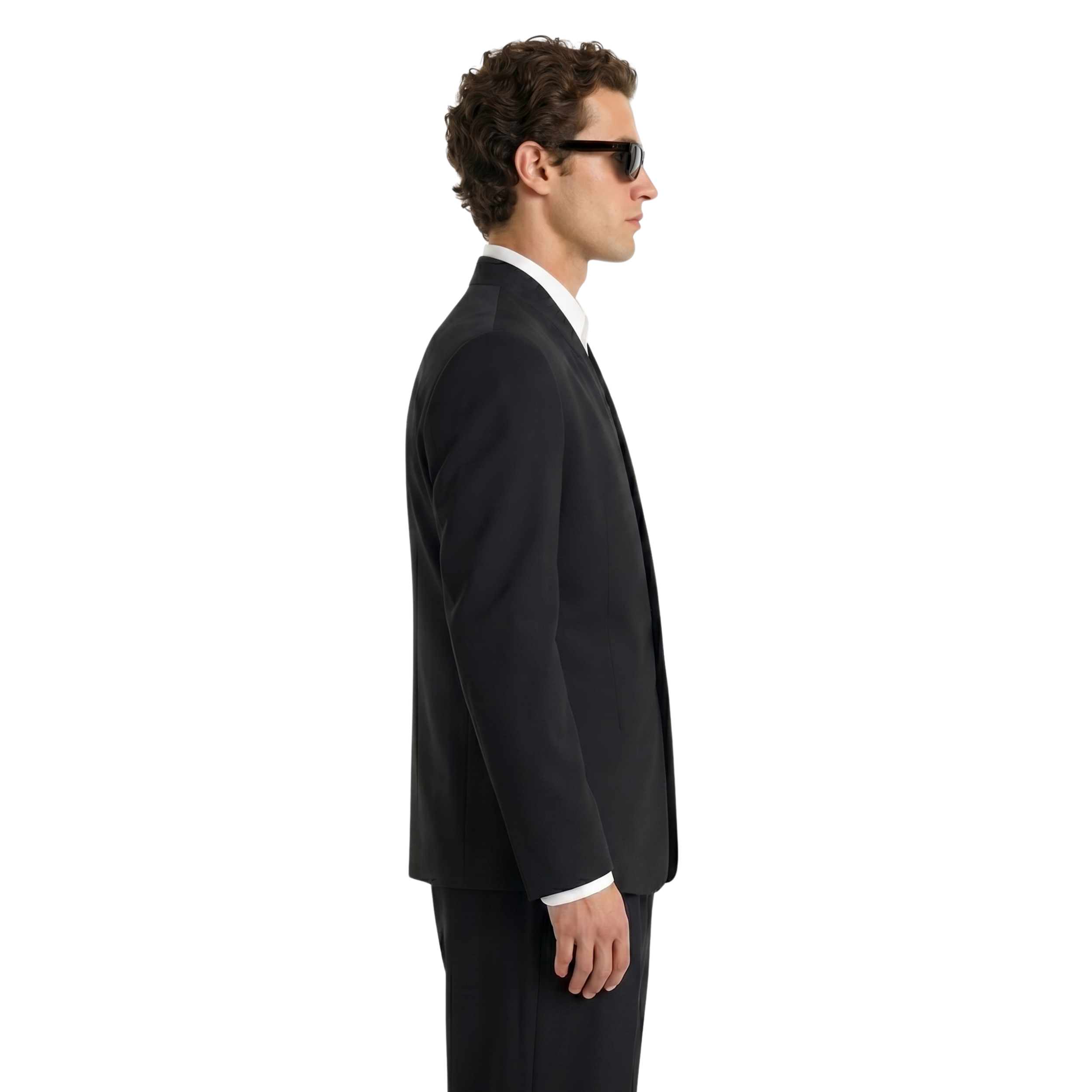 Collarless Blazer In Black