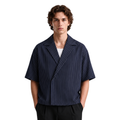 Stripes Wrap Shirt In Navy Blue