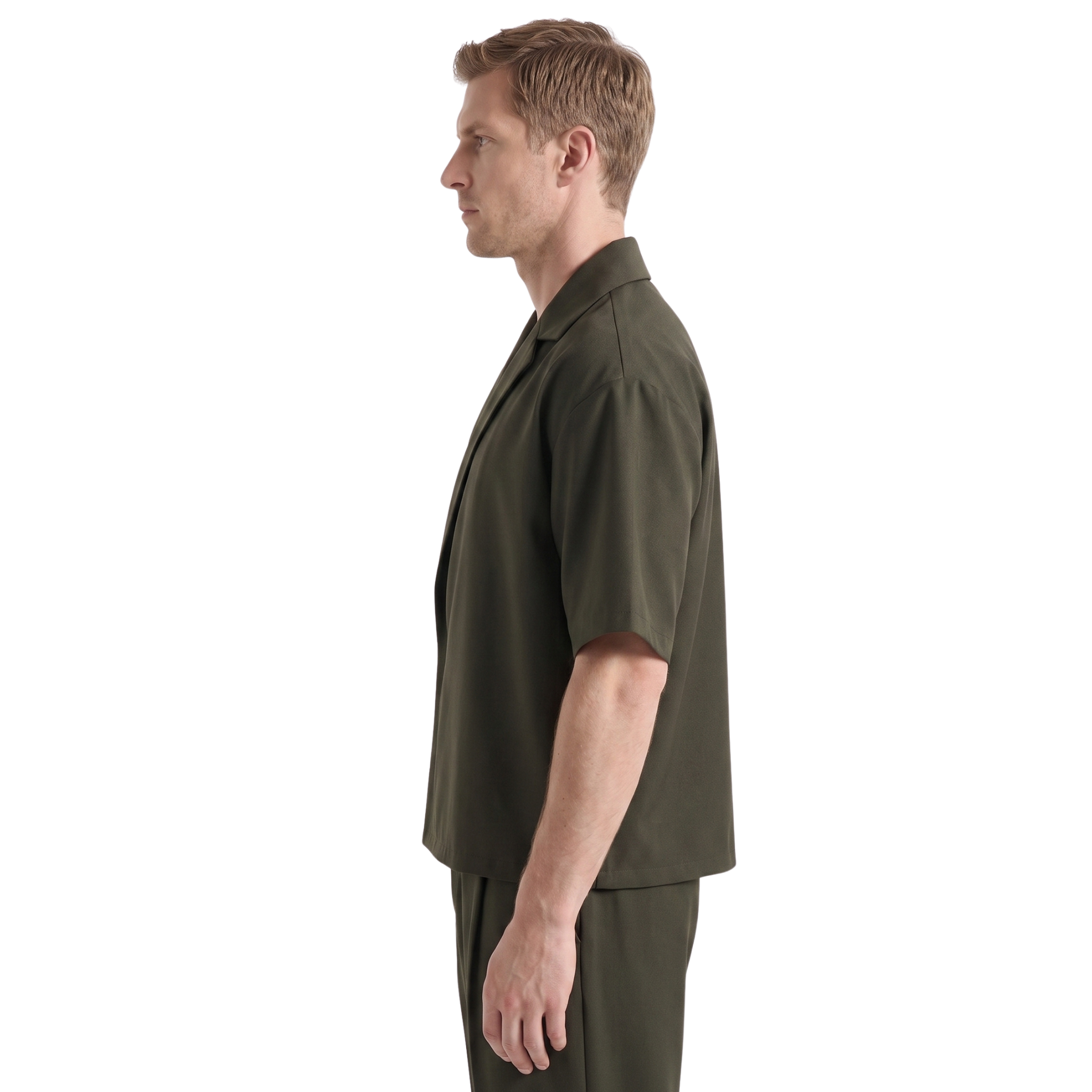 Boxy Double Breasted Shirt - Olive