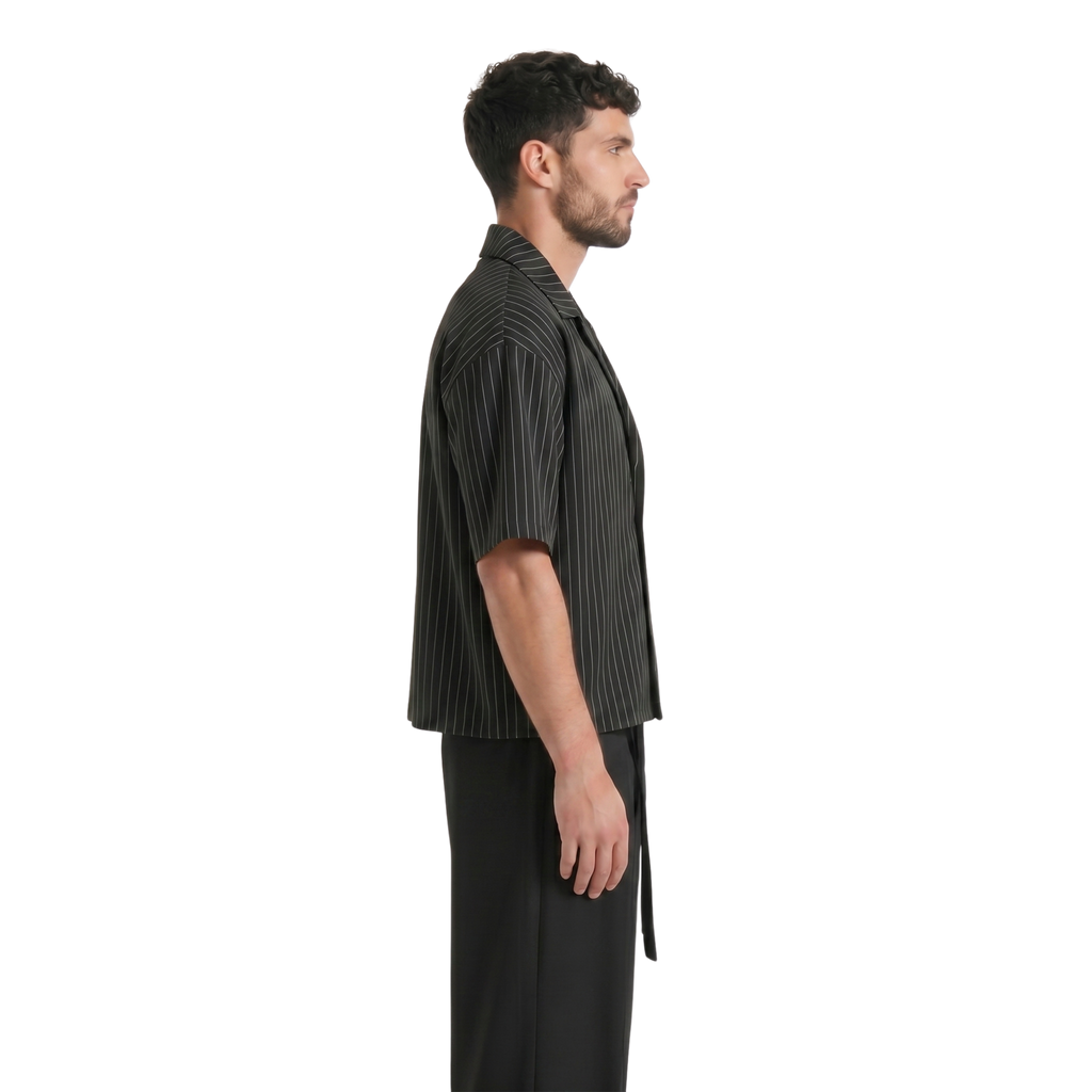 Stripes Wrap Shirt In Black