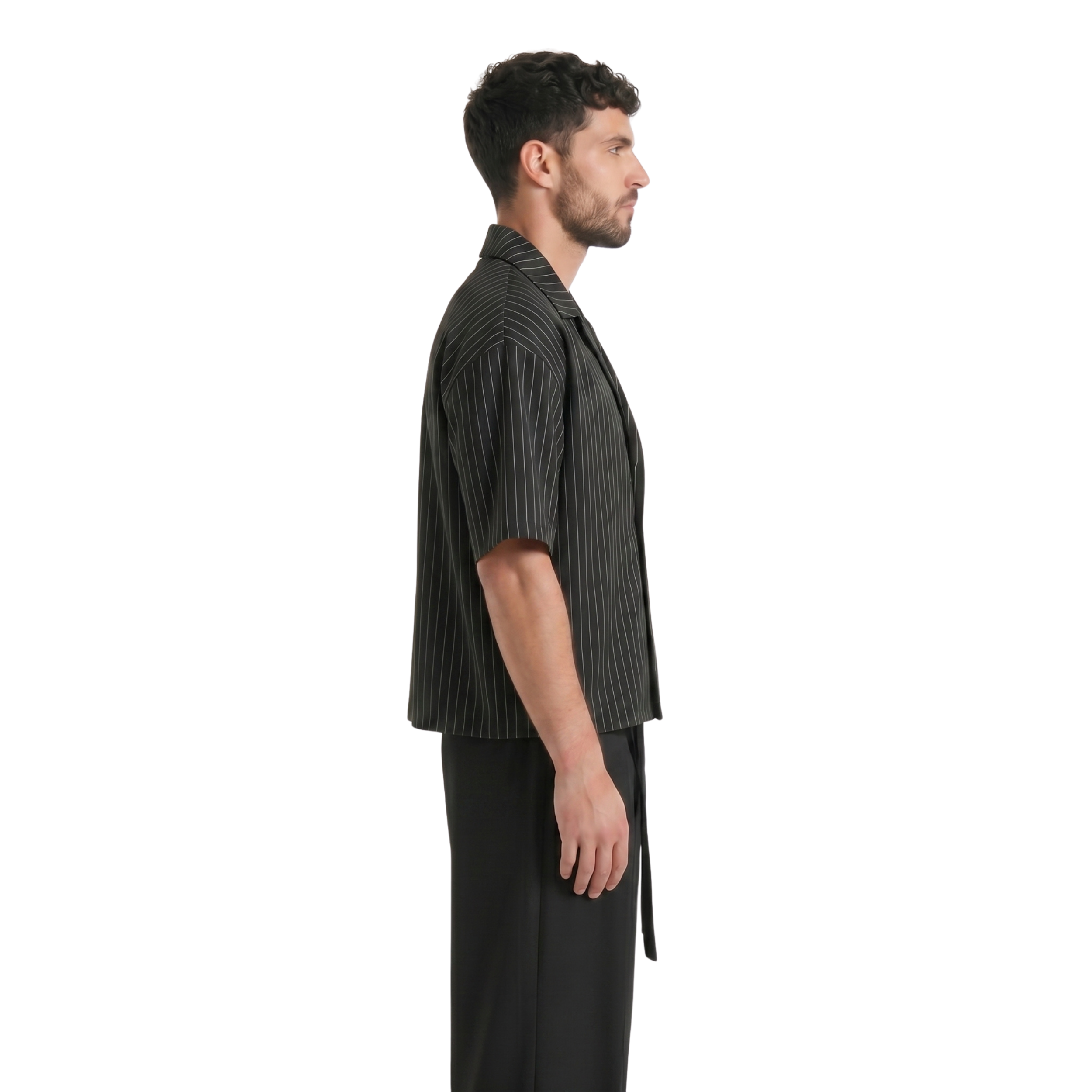 Stripes Wrap Shirt In Black