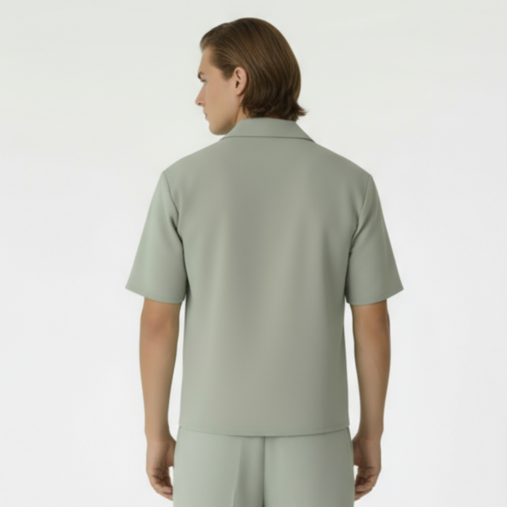 Boxy Double Breasted Shirt - Mint Green