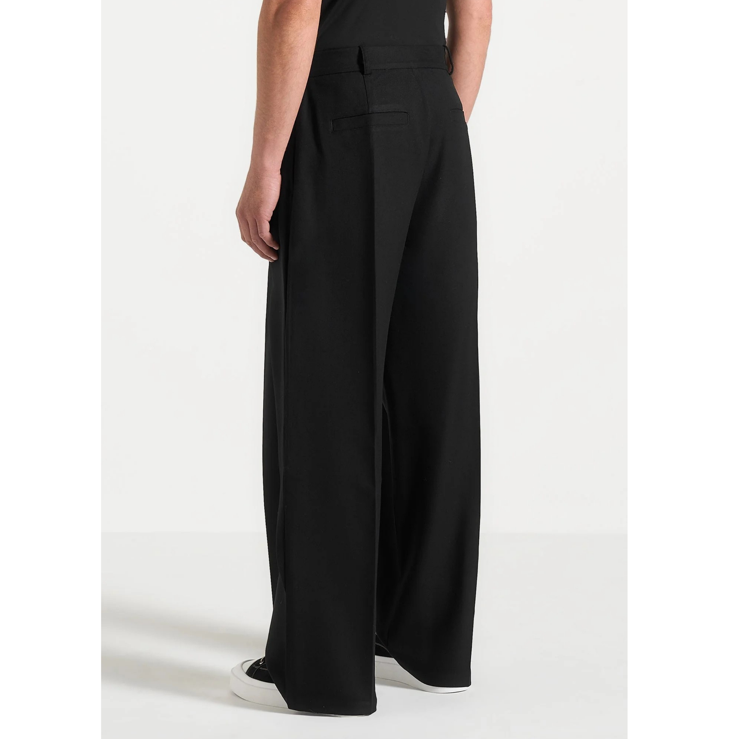 Black Belted Wide Pleated Trousers