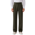 Relaxed Fit Pleated Tailored Trousers - Olive