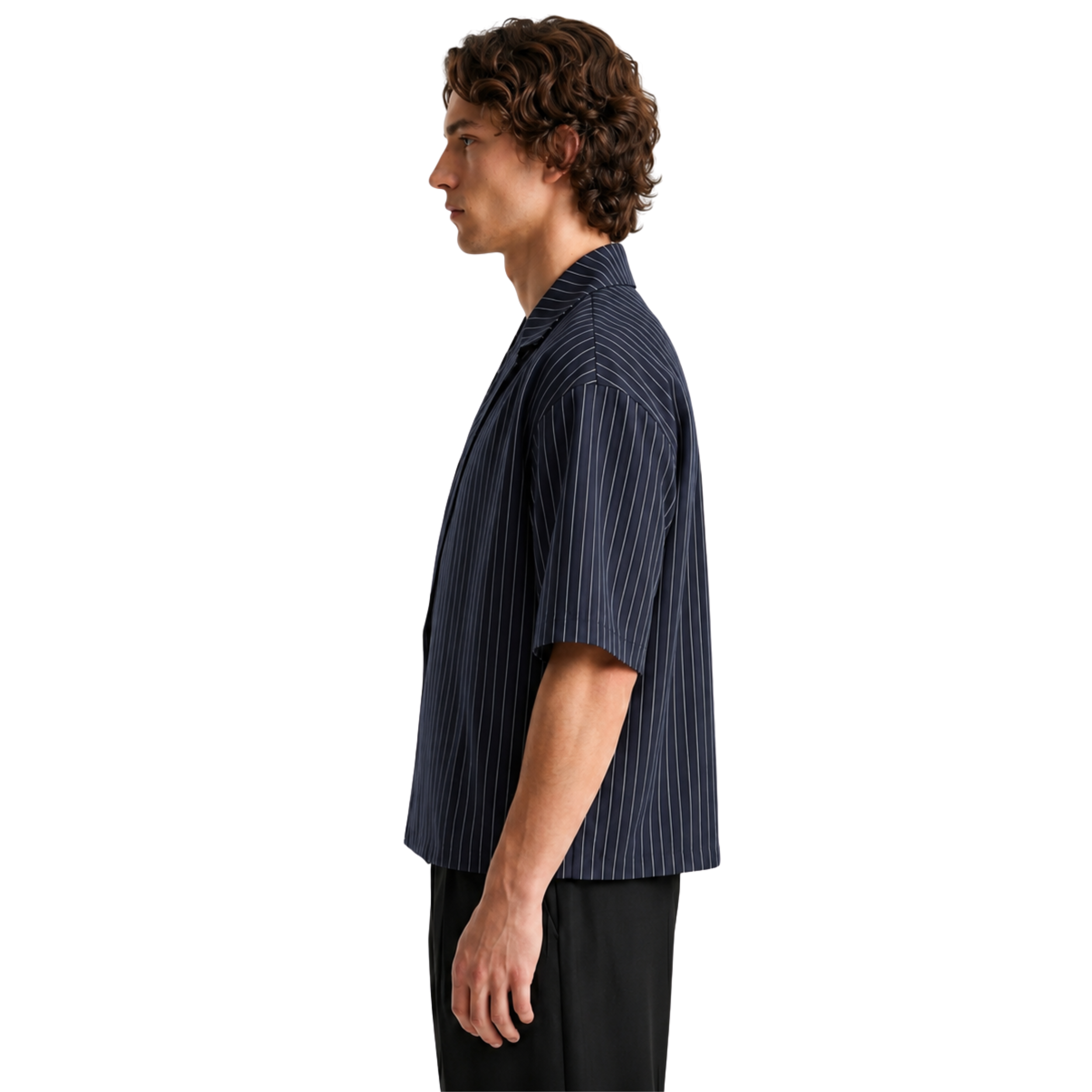 Stripes Wrap Shirt In Navy Blue
