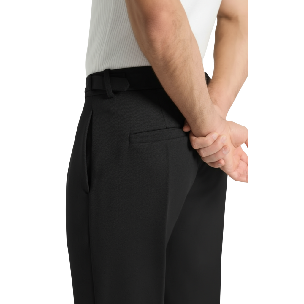 Relaxed Fit Pleated Tailored Trousers - Black