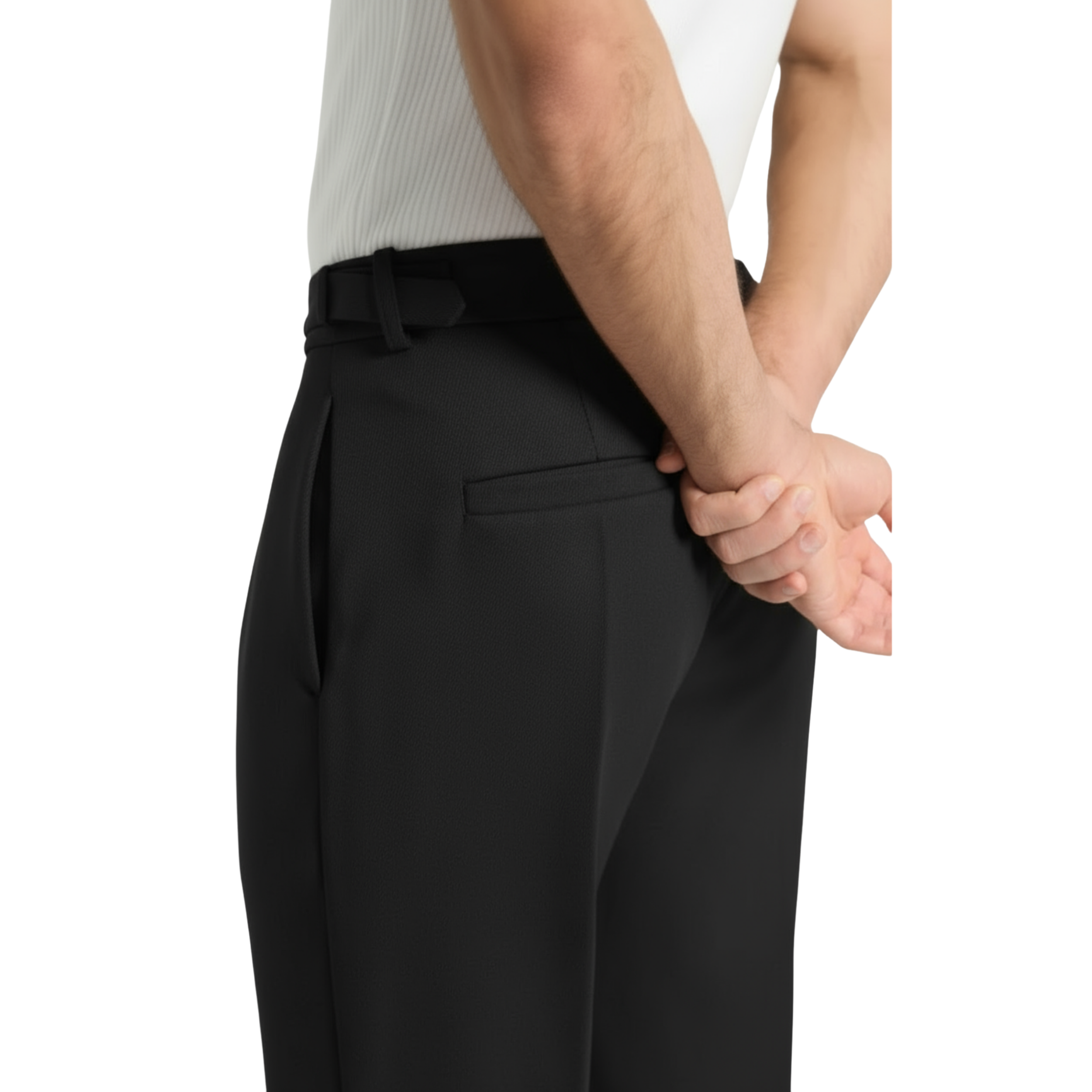Relaxed Fit Pleated Tailored Trousers - Black