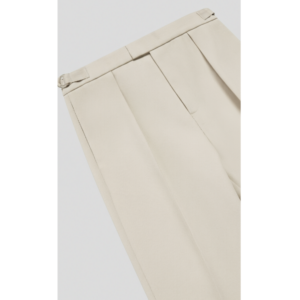 Relaxed Fit Pleated Tailored Trousers - Light Beige