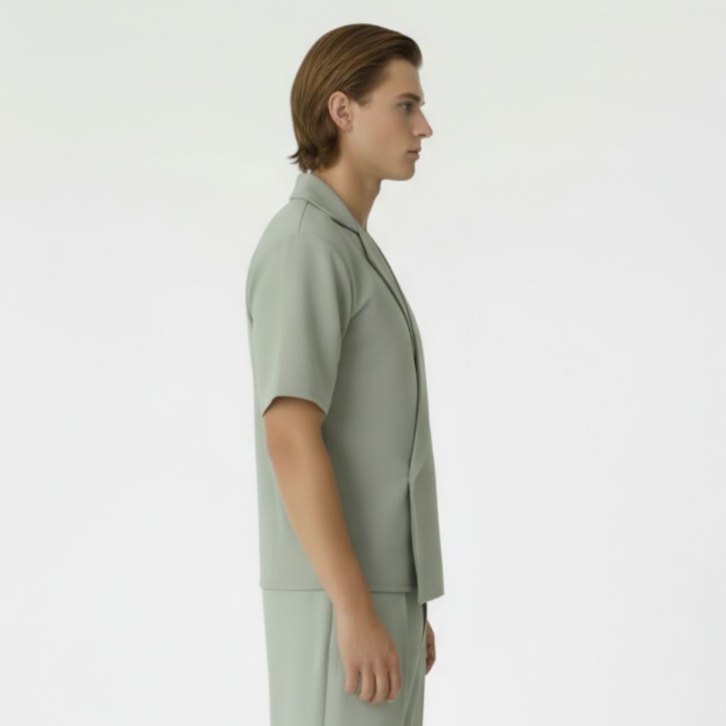 Boxy Double Breasted Shirt - Mint Green