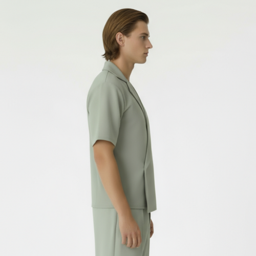 Boxy Double Breasted Shirt - Mint Green