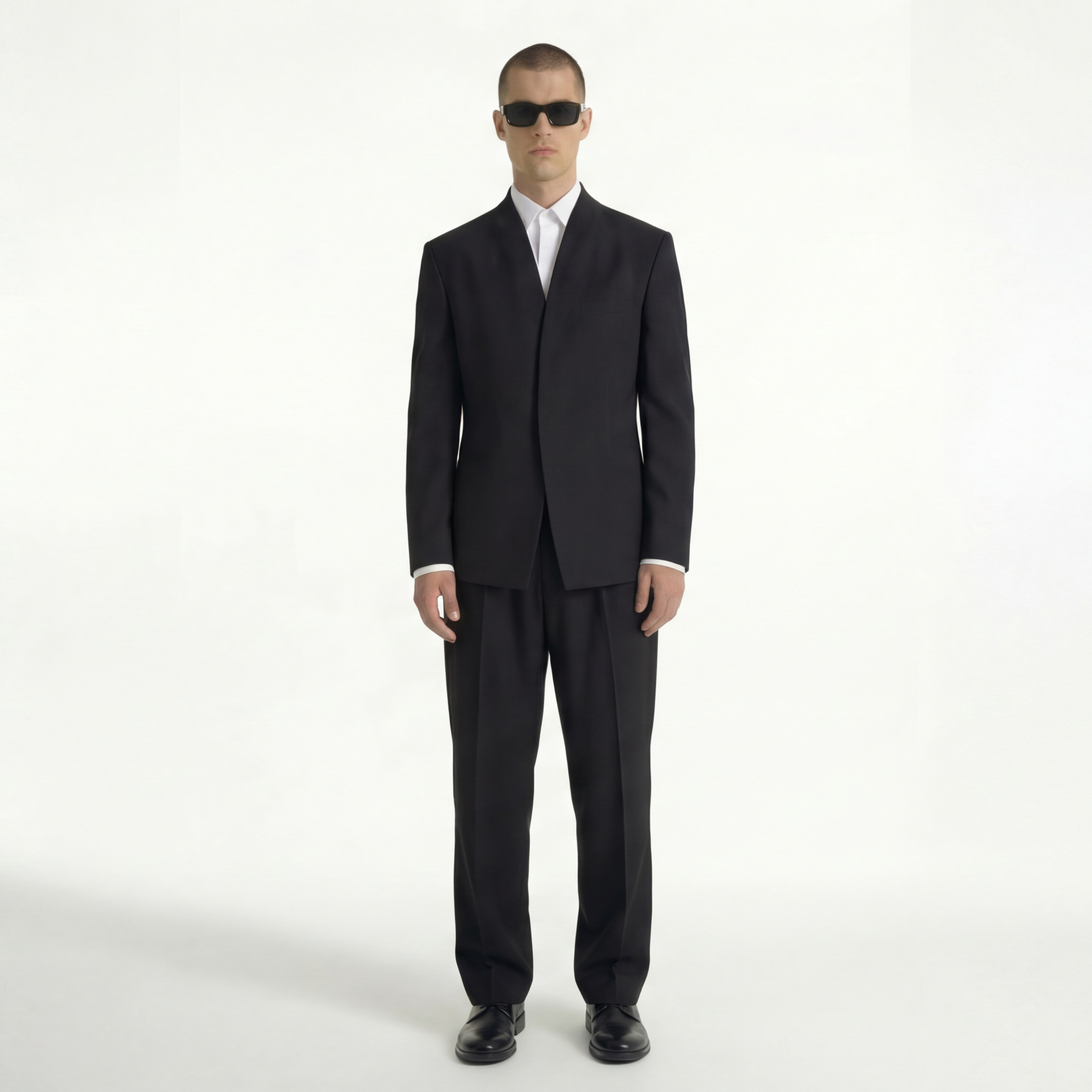 Collarless Blazer In Black