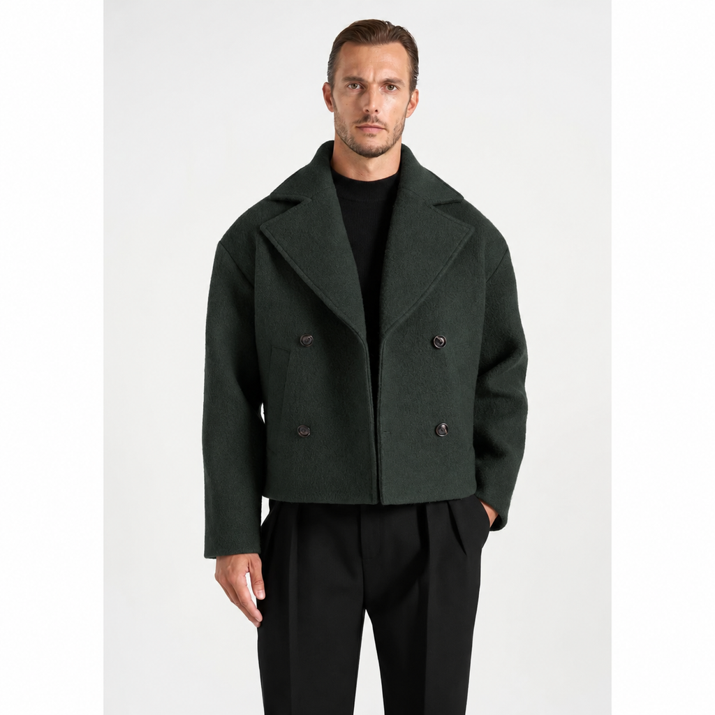 Wool Boxy jacket in dark forest (Unisex)