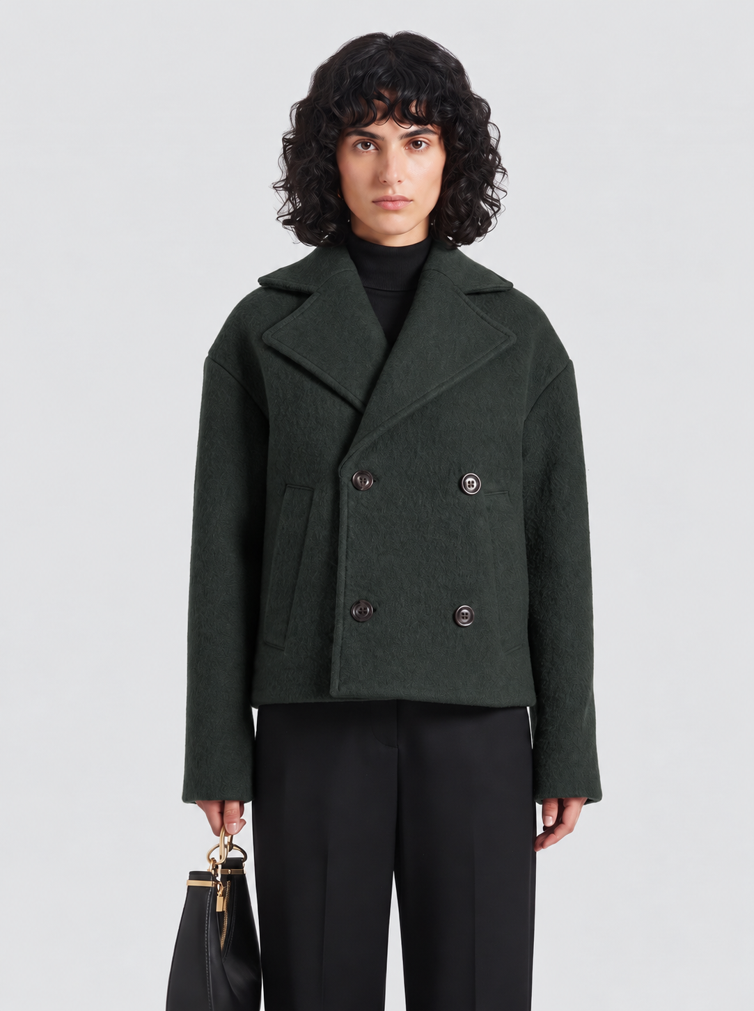 Wool Boxy jacket in dark forest (Unisex)