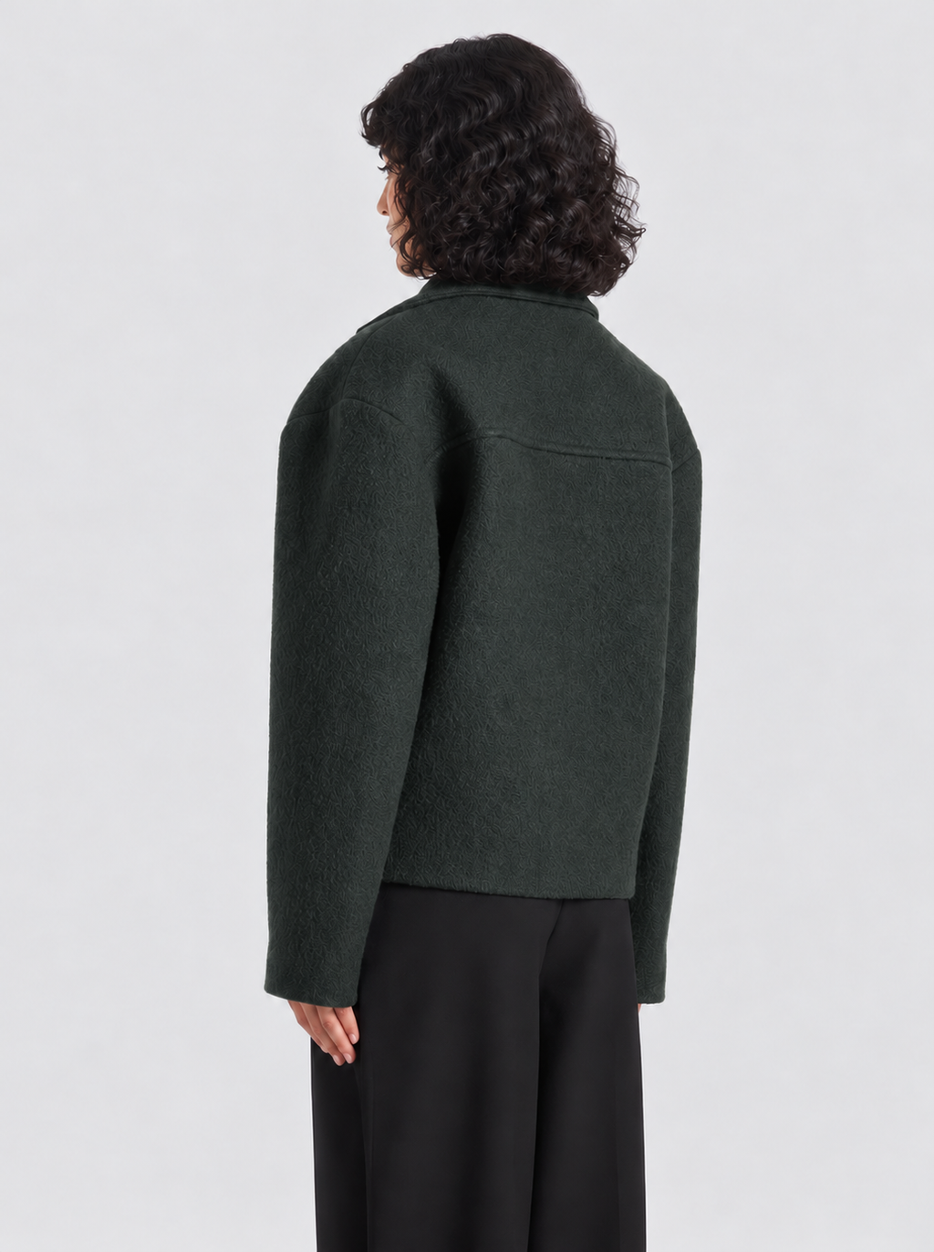Wool Boxy jacket in dark forest (Unisex)